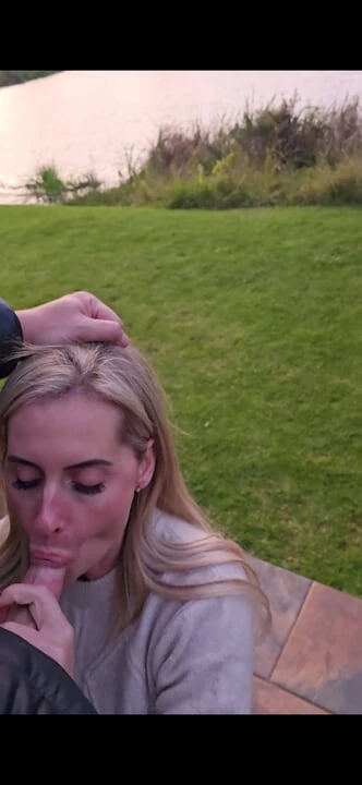 Public blowjob and fuck next to the dam